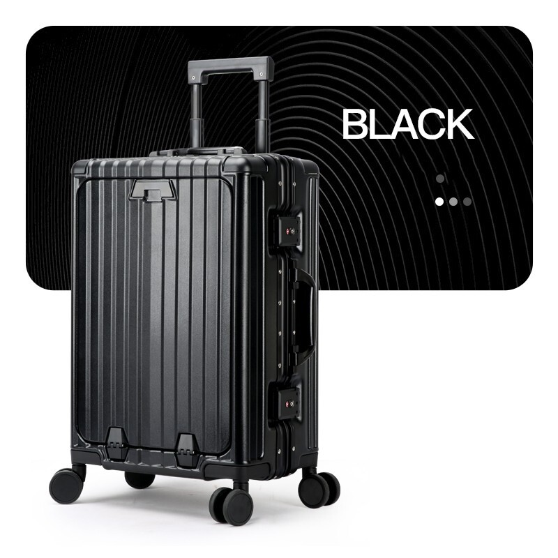 BOPAI Aluminium Check-In Suitcase Hard Shell Metal Luggage Travel Case 75L