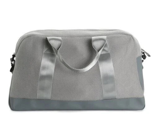 DSW Silver Gray Duffle Weekender Tote Bag Adjustable Shoulder Straps - NWOT gallery
