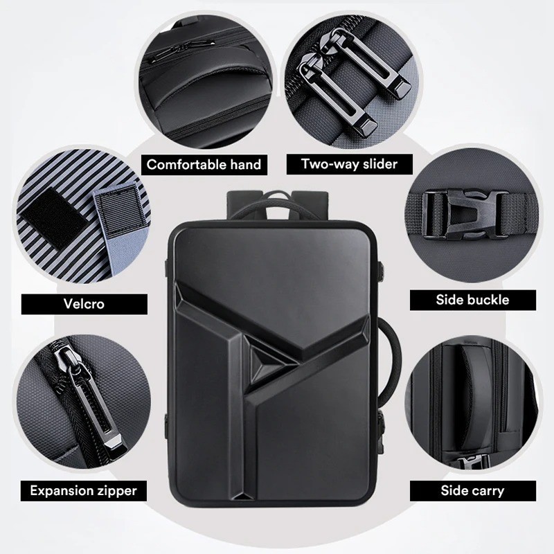 50L Expandable Laptop Backpack Waterproof Travel Bag USB Charging Port gallery