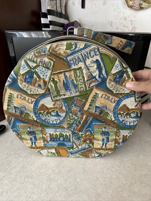 Sealatron Hat Cosmetic Case Zips Printed 1950’s 1960s Traveller Round Luggage