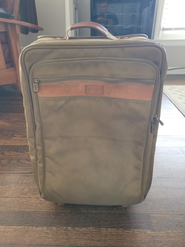 Hartman Expandable 22″ Carry On Suitcases Wheels/Rolling W Leather Trim Luggage