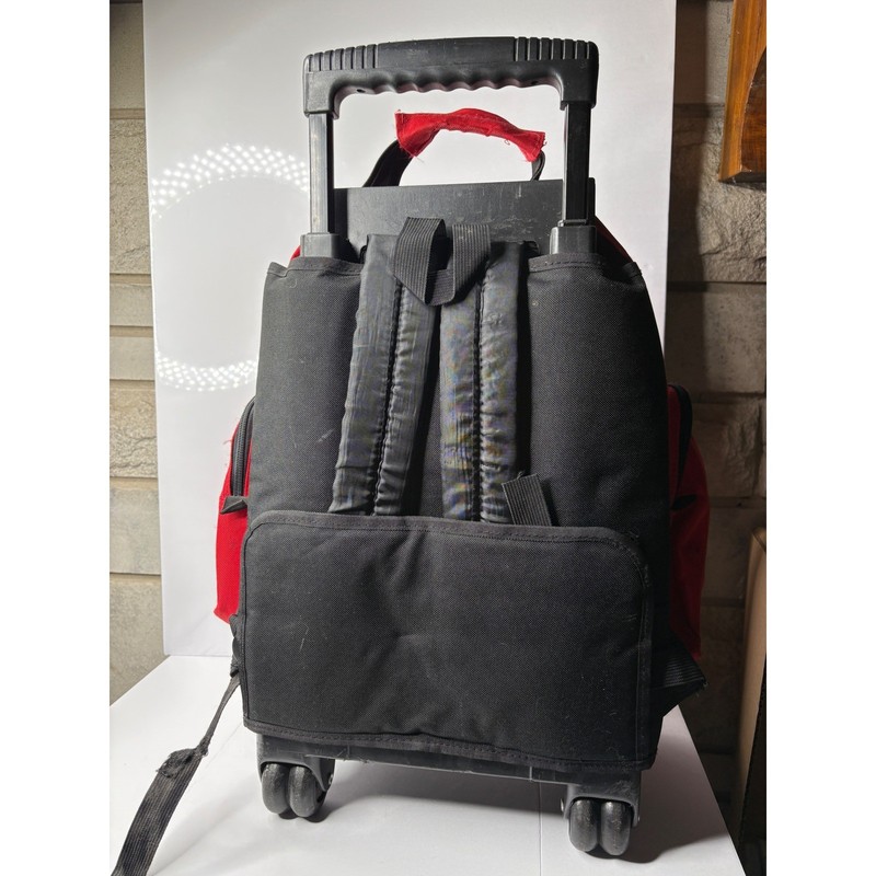 American Red Cross Rolling Backpack Red Canvas Emergency Utility Bag Wheels gallery
