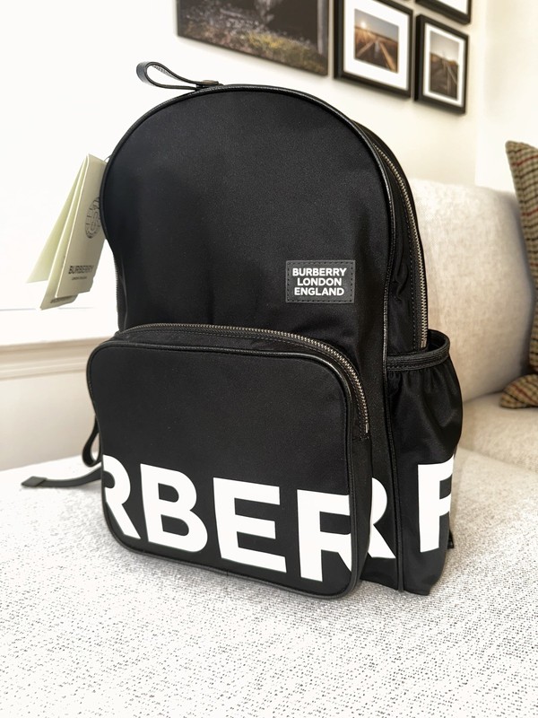 BURBERRY Marco Logo Backpack Printed Logo Backpack Black Nylon gallery