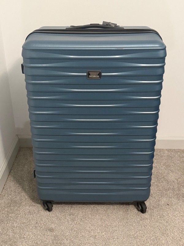 Samsonite Elemental Blue Large Checked Spinner Suitcase TSA Expandable Luggage gallery