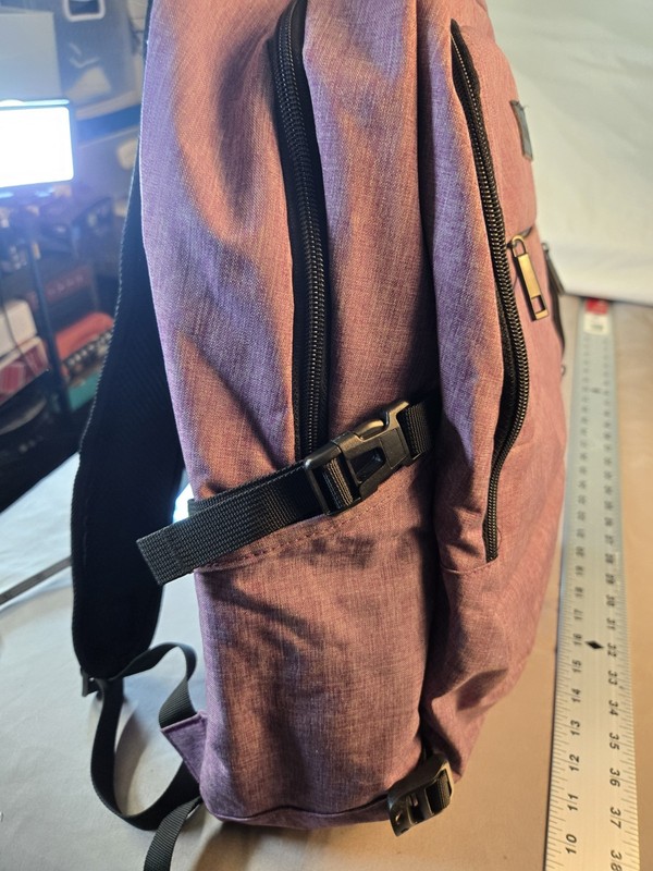 TZOWLA Purple Backpack Polyester USB Charging Port Combination Lock Unisex 17" gallery