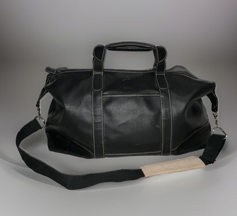 Barrington Duffel/Luggage Bag Black pebbled Leather Retro FHCC Logo