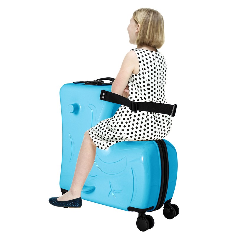 20 '' Ride-on Suitcase Multi-functional Cute Draw-bar Box for Kids Travel Blue gallery