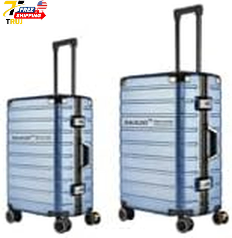 Zipperless 2-Piece Blue Hard Shell Luggage Set 20" & 26" Scratch-Proof for Trave