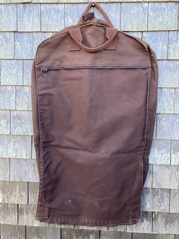Vintage Lands End Square Rigger Garment Carrier Zip Up Bag Brown Heavy Canvas gallery