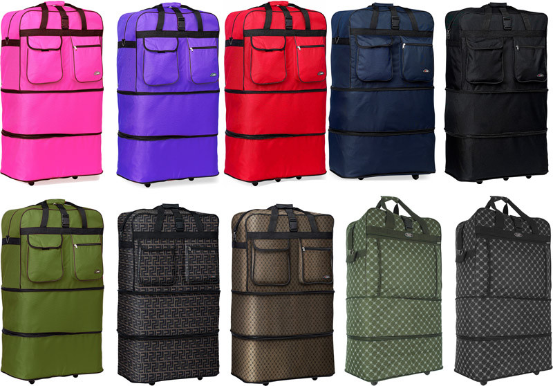 30″/36″/40″ Expandable Rolling Duffel Bag Wheeled Spinner Suitcase Luggage