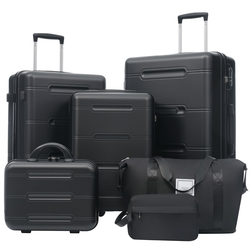 Luggage Set Expandable Hardshell Suitcase w/Password Lock Duffel +Toiletry Bag