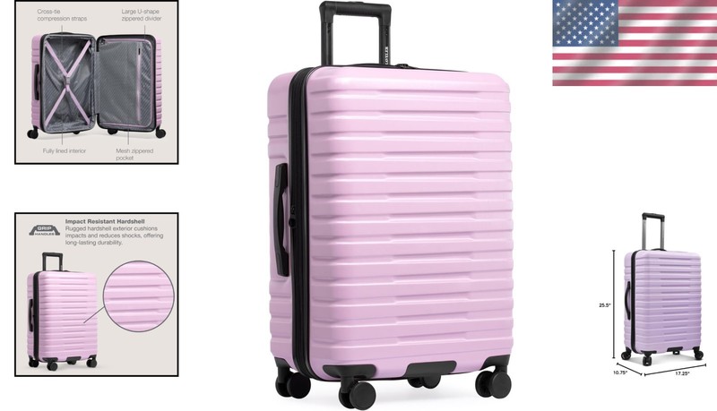 Durable Lavender 26-Inch Expandable Luggage with 8 Spinner Wheels & Protection gallery