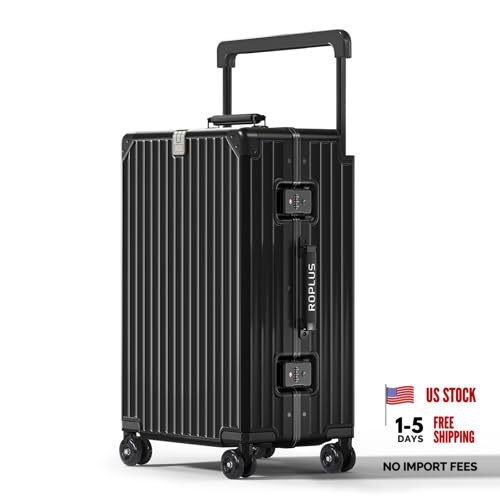 24-Inch Black Aluminium Frame Checked-Luggage with Smooth Jelly Wheels – Black