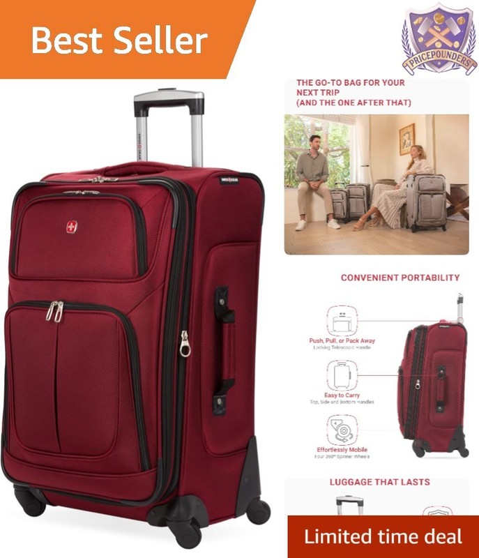 Softside Spinner Luggage Polyester 25-Inch Expandable Travel Suitcase