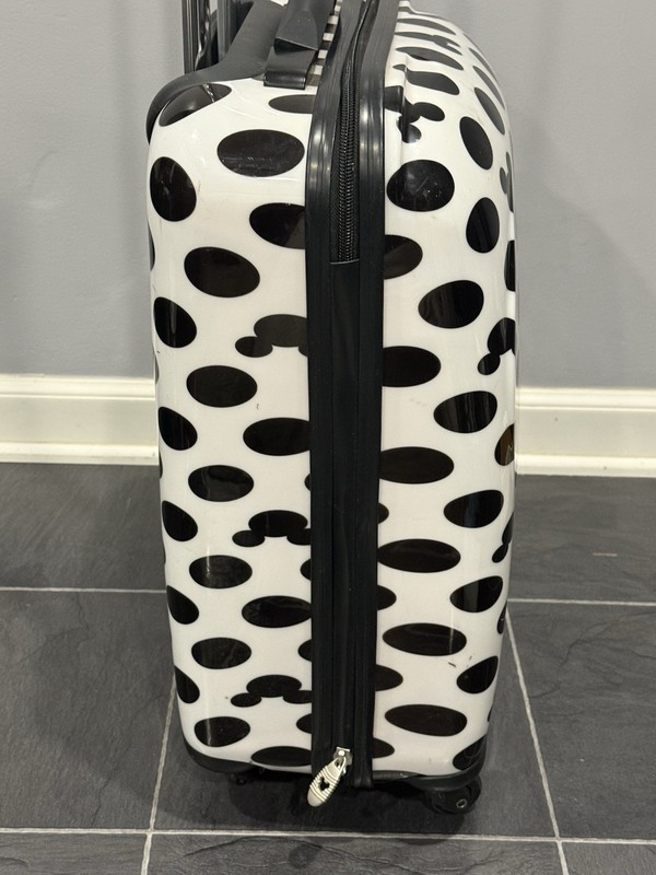 Disney Parks Mickey Mouse Hardshell Rolling Suitcase Black White Cow Print LOOK gallery