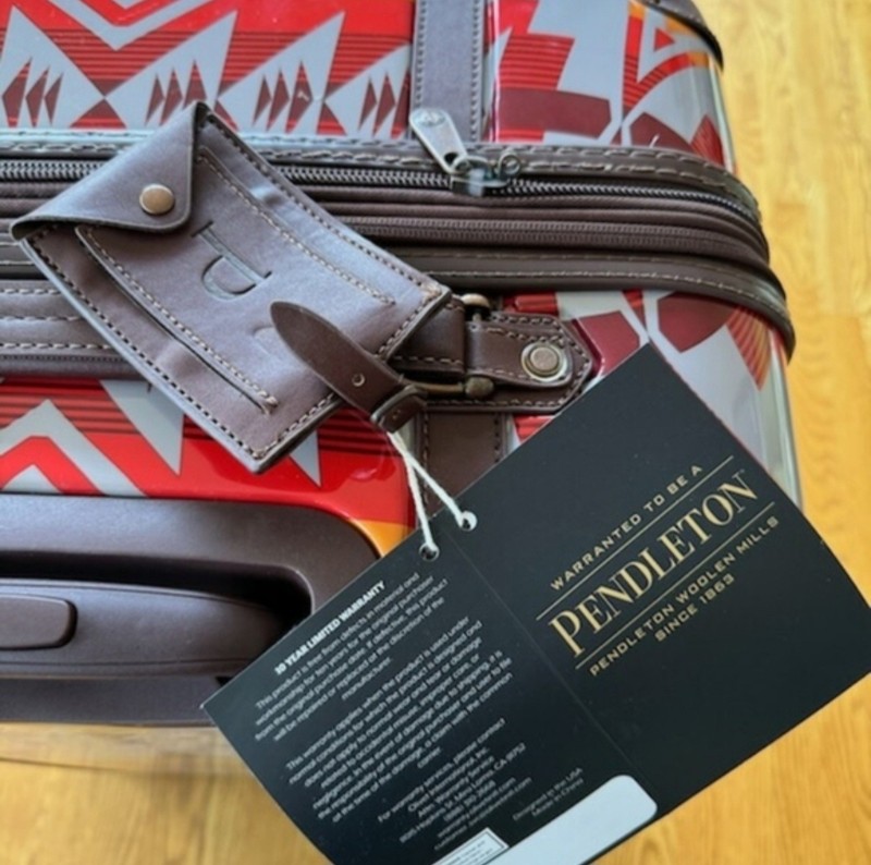 Pendleton Harding 28" Hardside Spinner Luggage Rolling Suitcase Aqua White Brown gallery