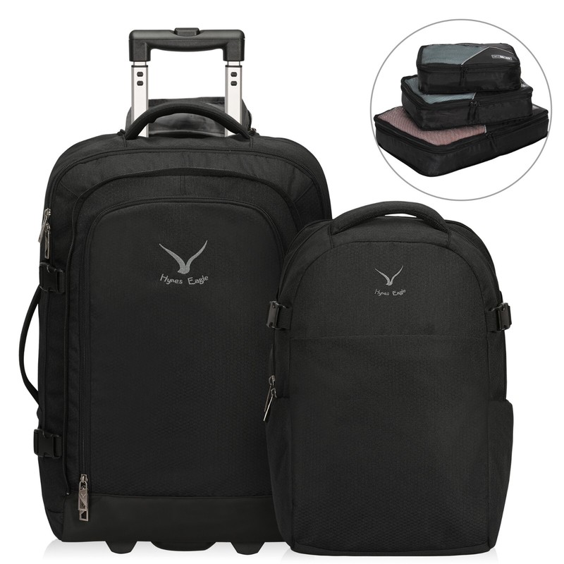 2 in 1 Travel Backpack 22 in Carry on Luggage 63L Rolling Luggage Packing Cubes