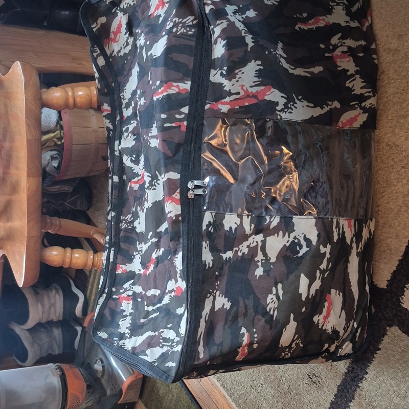 Camouflage Rolling Duffle Bag Polyester PVC with Wheels, Carry Handles, Zipper