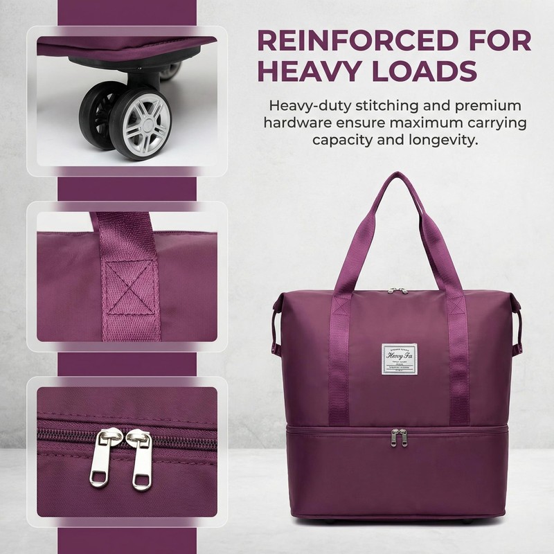 Expandable Foldable Duffle Bag with Wheels, Lightweight Travel Carry On Gym Bag gallery