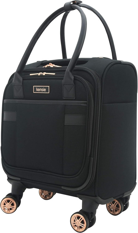 Chic Hudson 3-Piece Softside Spinner Luggage Set - Black & Rose Gold gallery