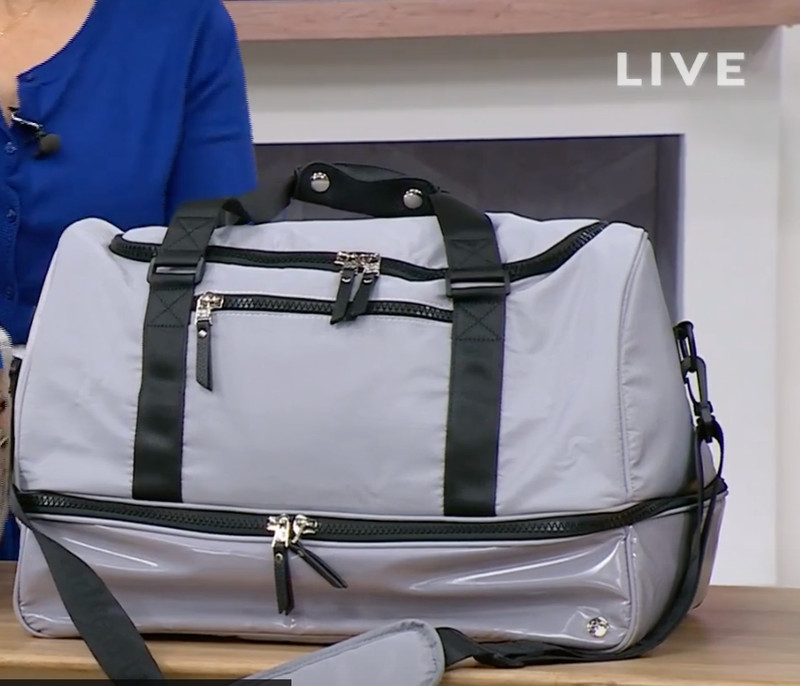 Samantha Brown To Go Polyester Coated Bottom Weekender Silver Nwt