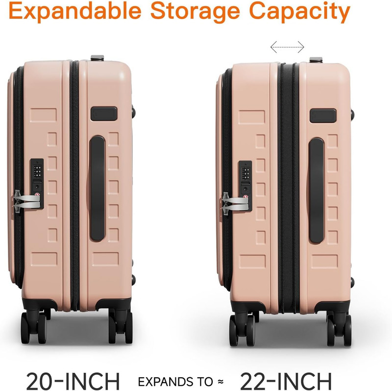 Expandable Lightweight PC Hard Shell Suitcase, 20-Inch Luggage with TSA Lock, To gallery