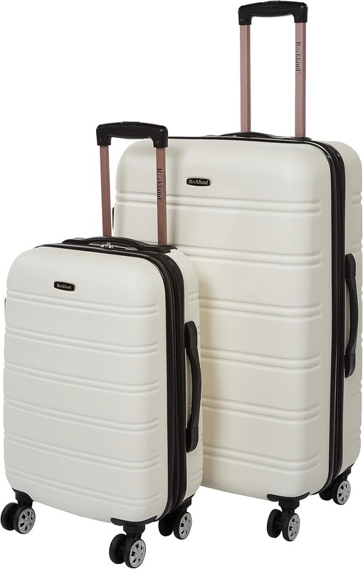 Rockland Melbourne Hardside Expandable Spinner Wheel 2 Piece (20/28), WHITE