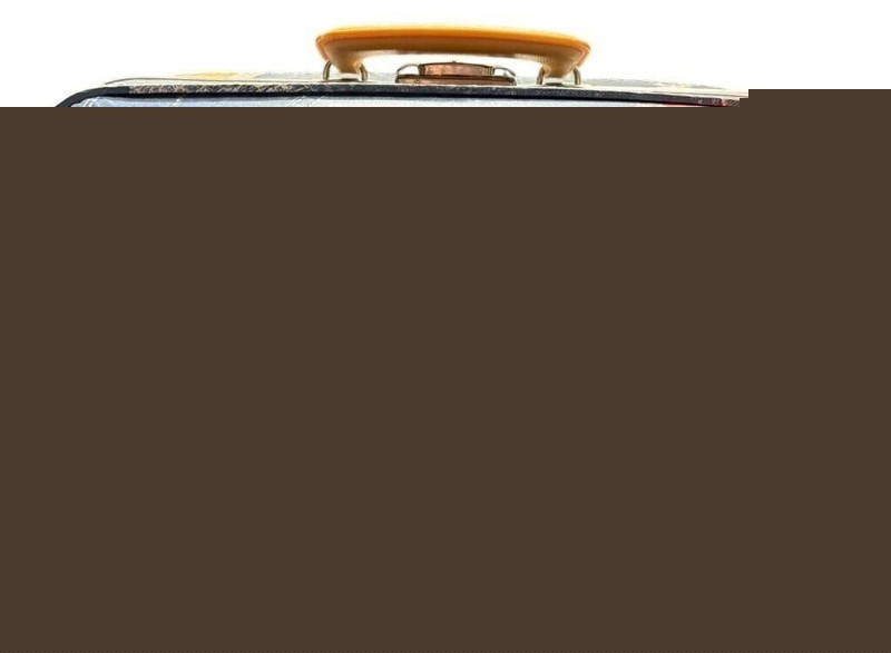 Vintage Denim-Print Child's Weekender Suitcase Patchwork Retro 1970s with Mirror
