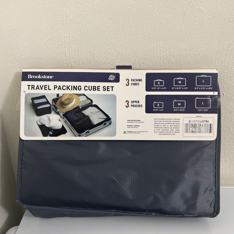 Brookstone Travel Packing 6 Pc Pack Meat Top Zipper Cube Luggage Set Gray Nylon gallery