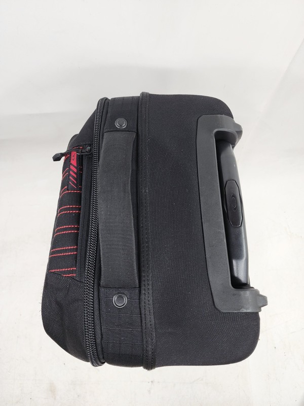 Oakley Black Red Logo Long Weekend Carry On Roller Suitcase 22in Tall Bag gallery