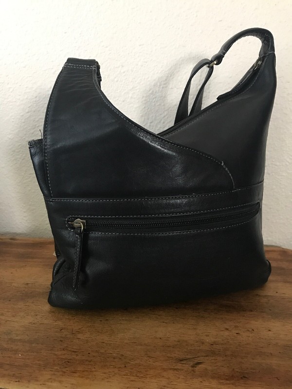Derek Alexander Medium Multi Zipper Shoulder Bag Cross Body Angle Top ! gallery