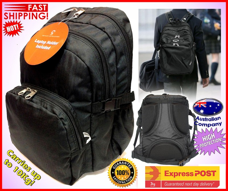 School Backpack High Protection High School Bag BEST Quality Black 3142 !