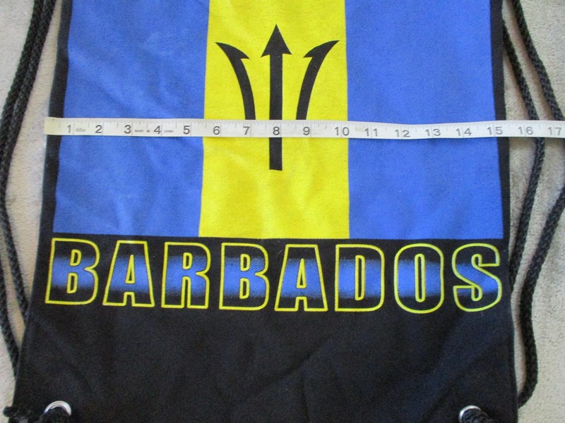 Barbados Flag Drawstring Bag Backpack Gym Sack Souvenir Black 100% Cotton Travel gallery