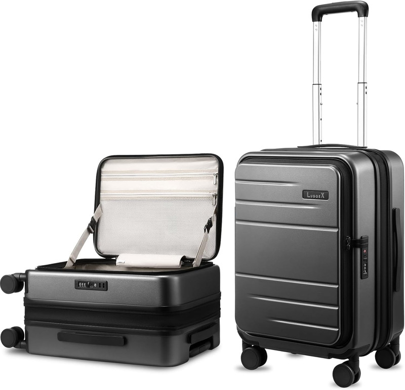 20″ Expandable Polycarbonate Hard Shell Carry-On Luggage with Wheels