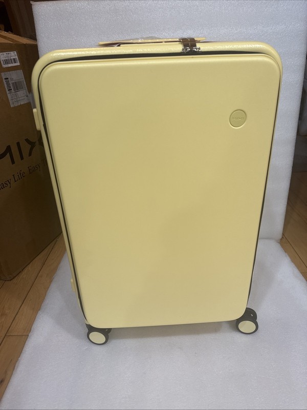 Mixi Luggage 24” Hardshell Spinner Wheels Checked Luggage Cup Holder Yellow New