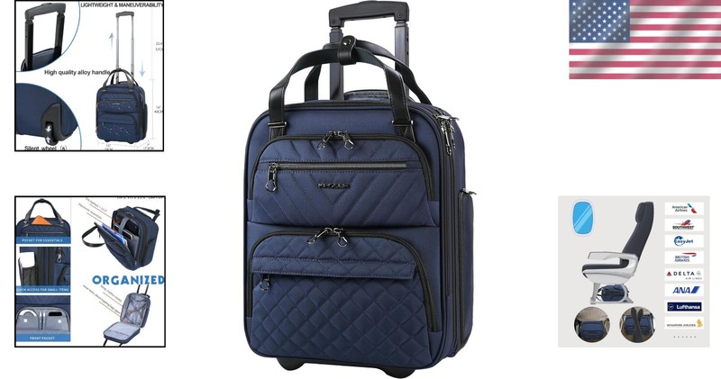 Stylish Multi-Functional 16-Inch Underseat Suitcase for Effortless Travel - Navy gallery