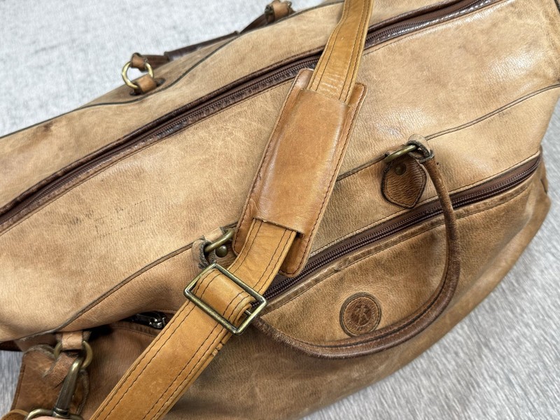 Glaser Designs Brown 22" Leather Travel Duffel Bag Carry On Adjustable Strap Men gallery
