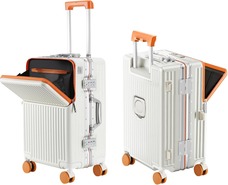 Carry on Suitcase Zipperless Luggage,Polycarbonate Aluminum Hard Shell, Expandab