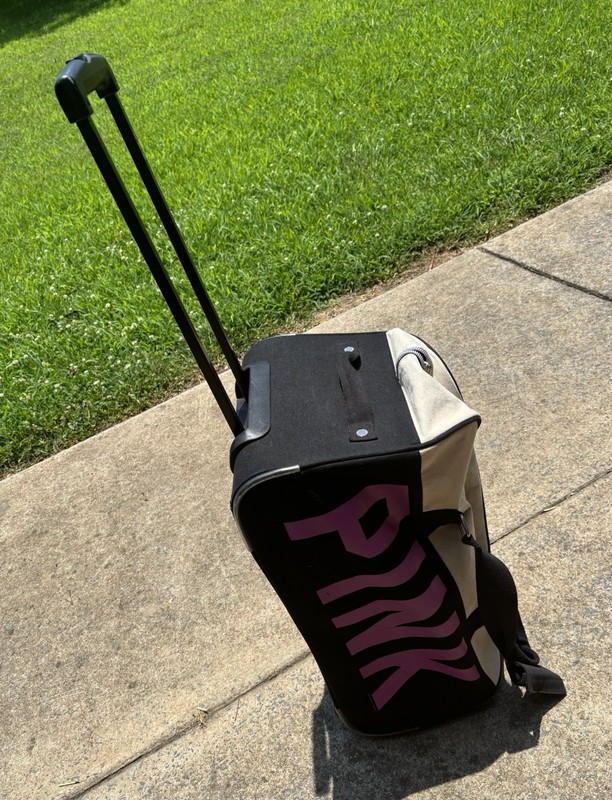 Victoria Secret "Pink" Carry On Rolling Suitcase/Duffel Bag Luggage Black Cream gallery