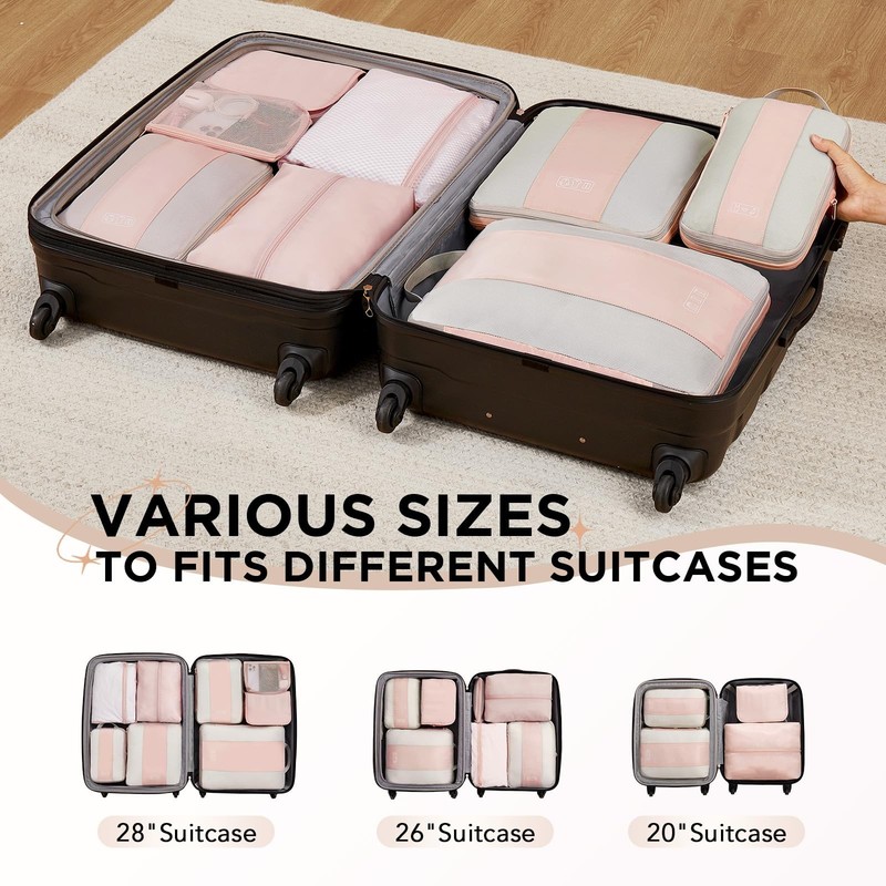 8 Set Compression Packing Cubes for Travel Gifts Mom Women,Airplane/Cruise/Ca... gallery