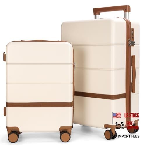 White Tsa Lock Suitcase Set – 20/24 Inch – 2 Pieces – 2 Pieces
