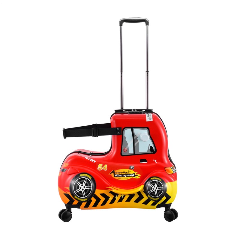 24in Red Kids Ride-On Roll Suitcase Luggage Bags Wheeled Trolley Luggage New