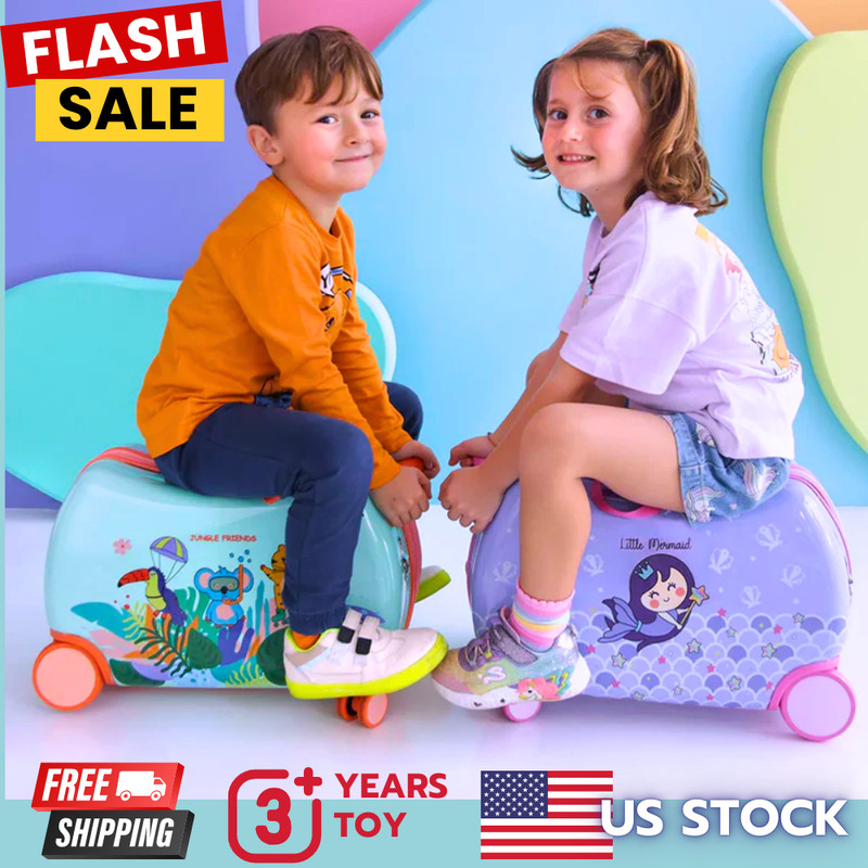 Ride On Suitcase for Kids Rideable Carry On Luggage Toy Box with Wheels