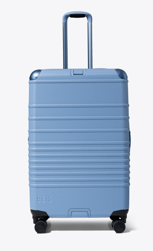 Beis NWT The Large Hybrid Check-In Roller Luggage Suitcase in Dusty Blue