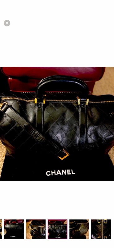 CHANEL Black Leather Duffle Bag Adjustable Straps Carry On Unisex Solid