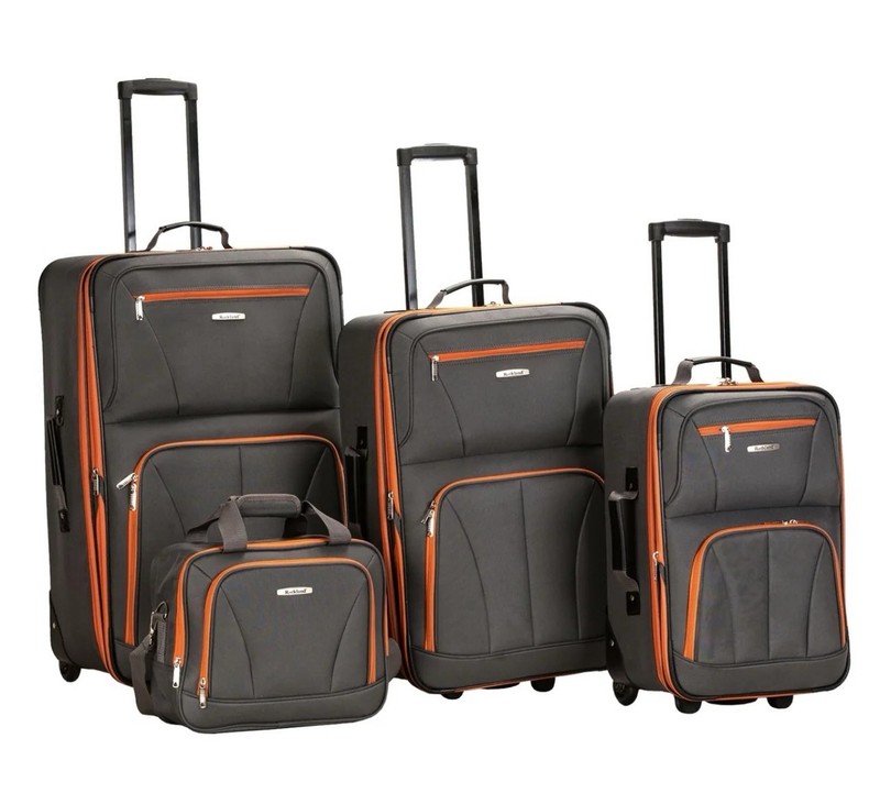 Rockland Journey Softside Upright Luggage Set of 4 – Charcoal (F32CHARCOAL0