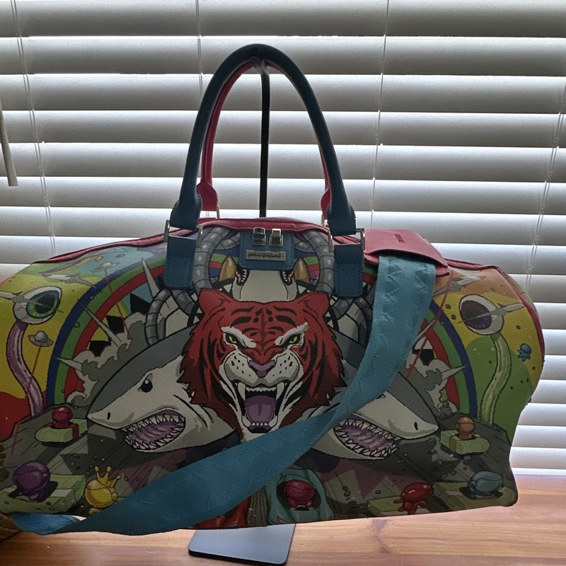 Sprayground 21″ Multicolor Graphic Print Duffle Bag w/ Adjustable Shoulder Strap