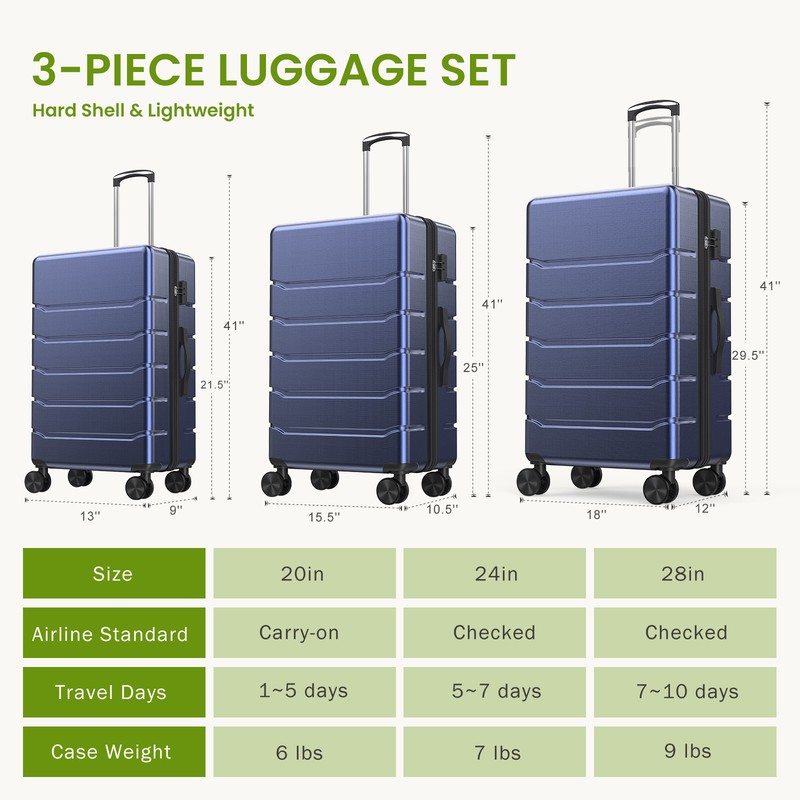 Lightweight Hard Shell Roller Suitcase with TSA Lock Expandable Carry-On Luggage gallery