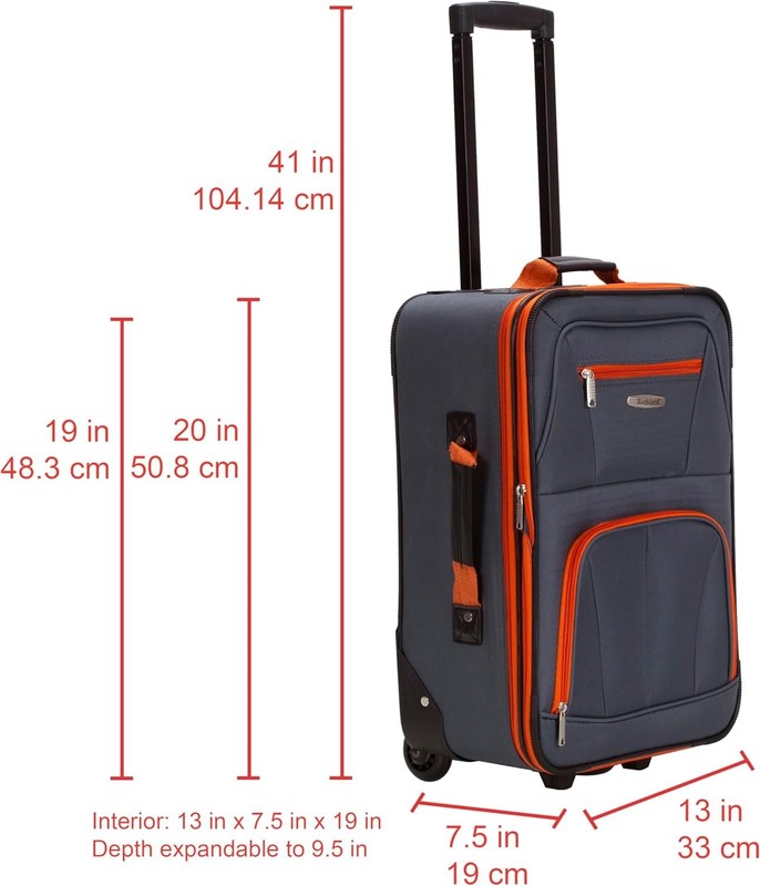 Expandable Softside Luggage Set 2-Piece Charcoal Travel Suitcase Upright gallery