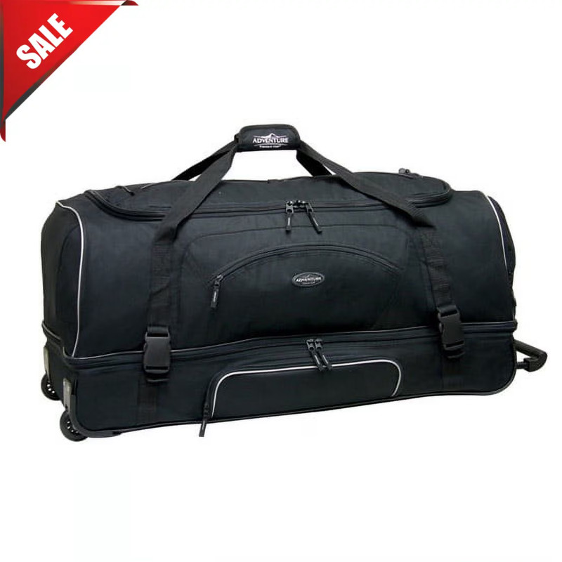 Large 36″ Drop-Bottom Rolling Duffel with Telescopic Handle – Black, Best Price